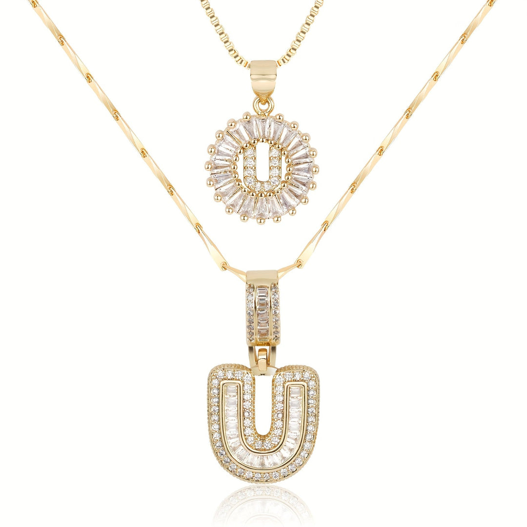 2pc Forever Bond Initial Necklace Set