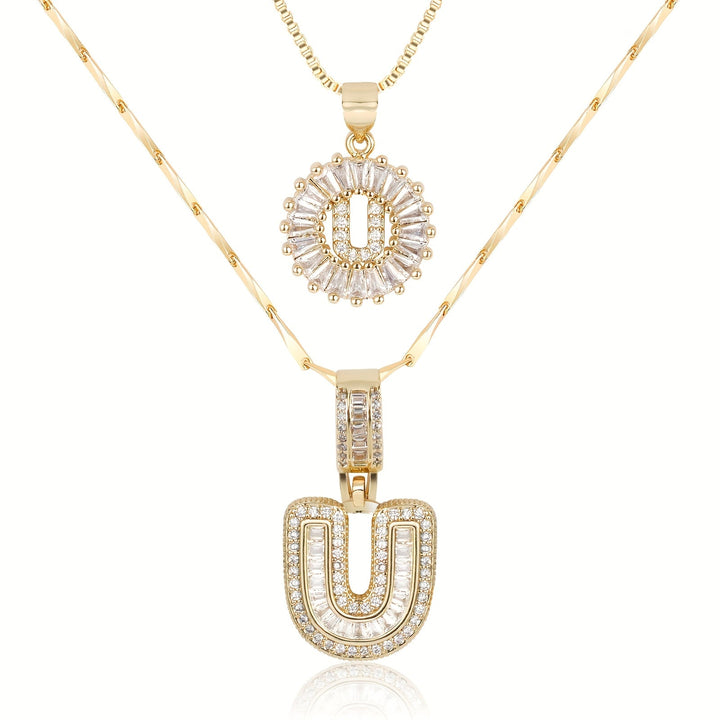 2pc Forever Bond Initial Necklace Set