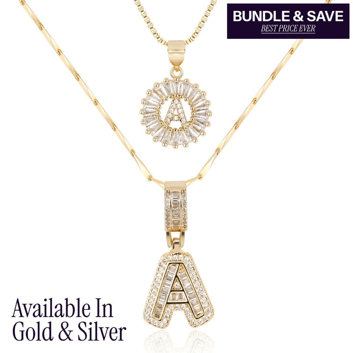 2pc Forever Bond Initial Necklace Set