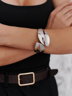 Chic Abstract Leaf Wide Cuff Bangle Bracelet