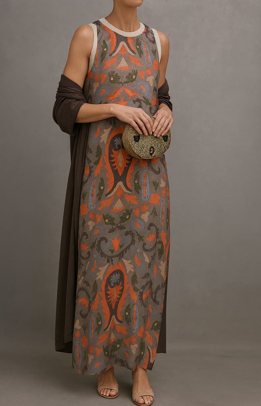 Ayla Printed Maxi Dress & Cardigan Set