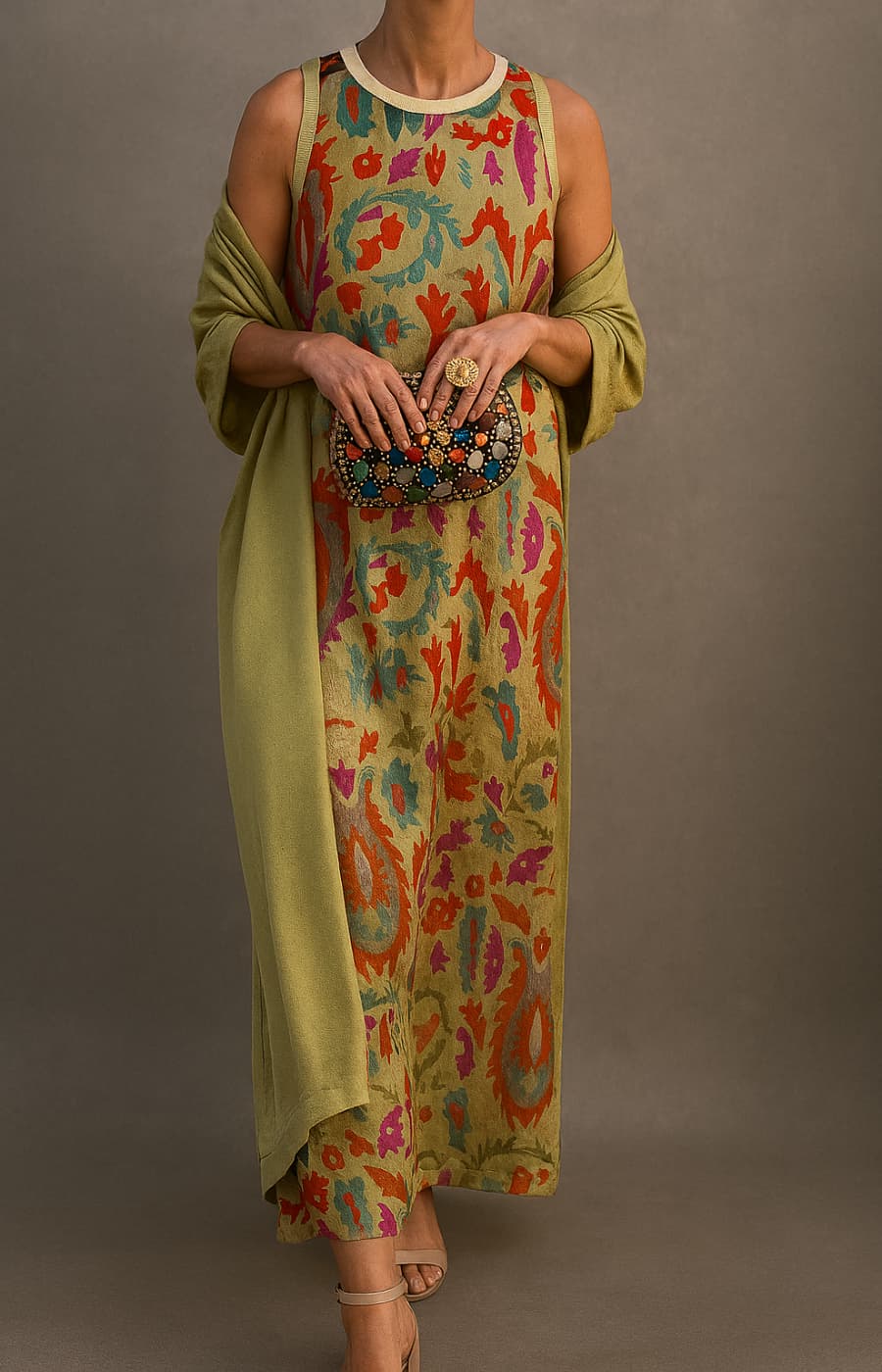 Ayla Printed Maxi Dress & Cardigan Set