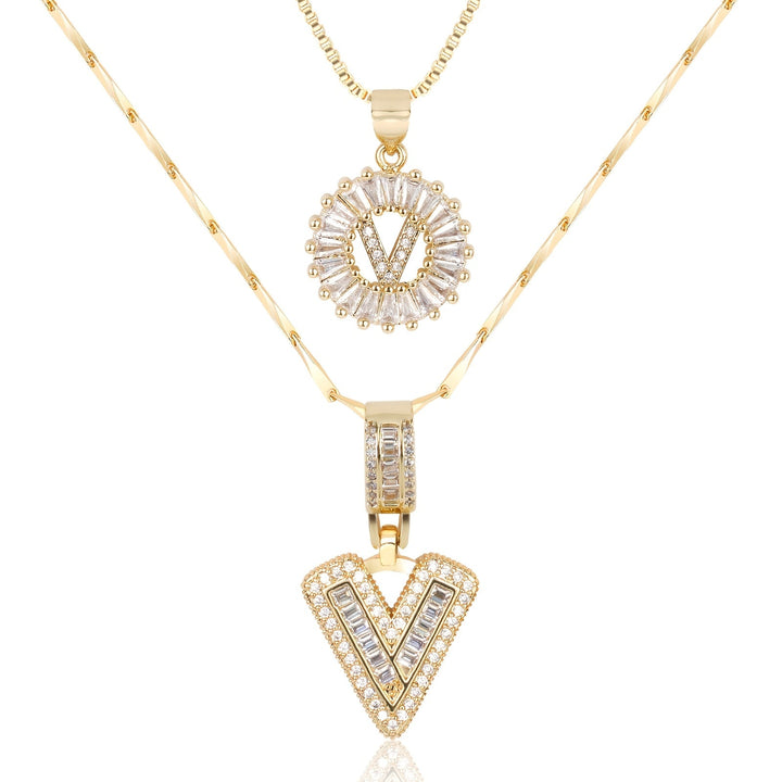 2pc Forever Bond Initial Necklace Set