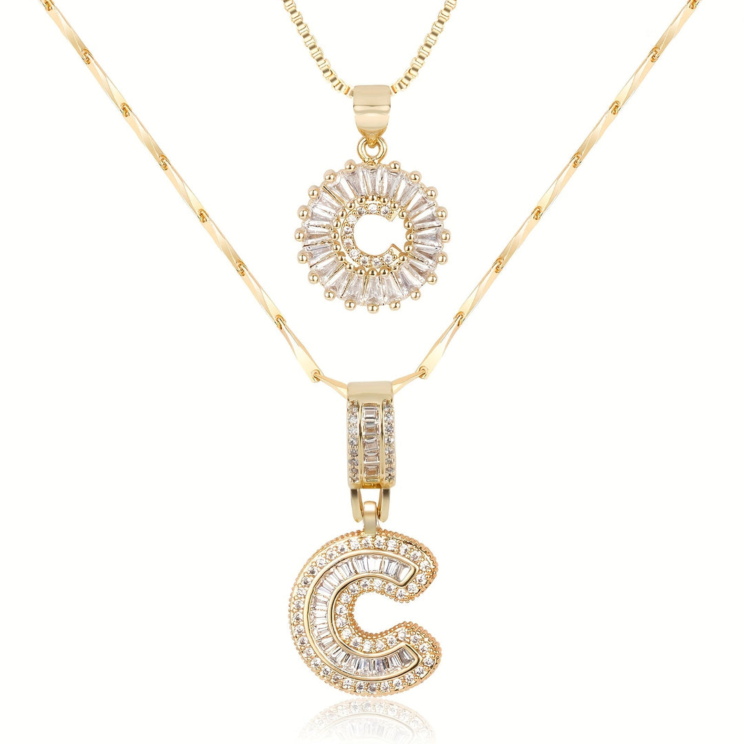 2pc Forever Bond Initial Necklace Set