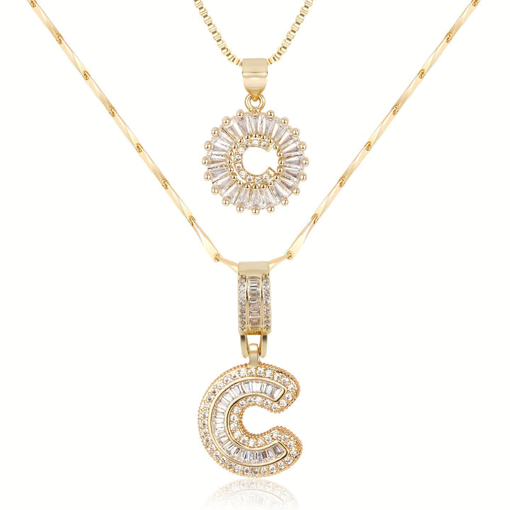 2pc Forever Bond Initial Necklace Set
