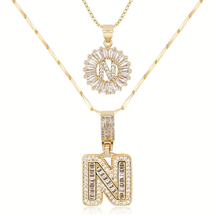 2pc Forever Bond Initial Necklace Set