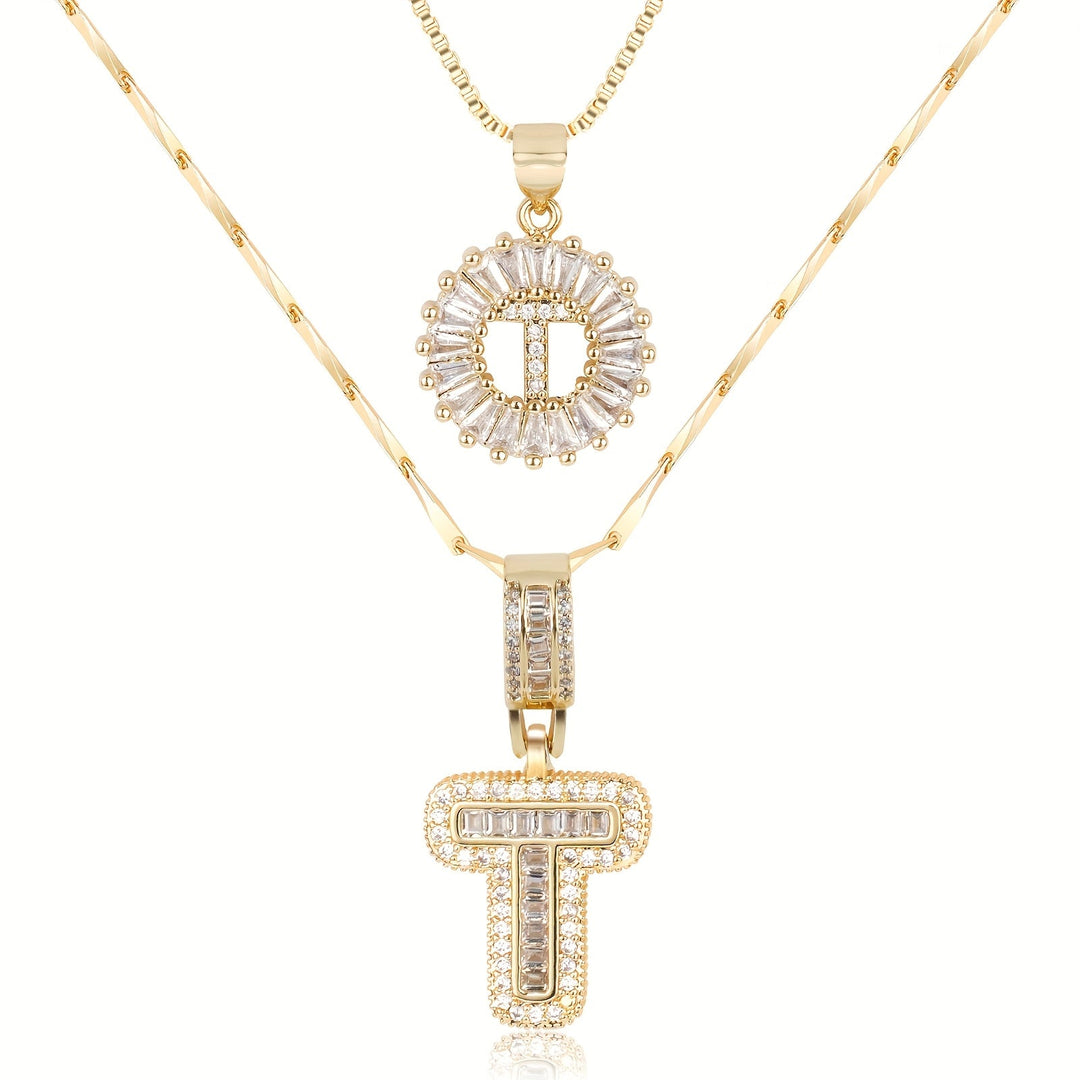 2pc Forever Bond Initial Necklace Set
