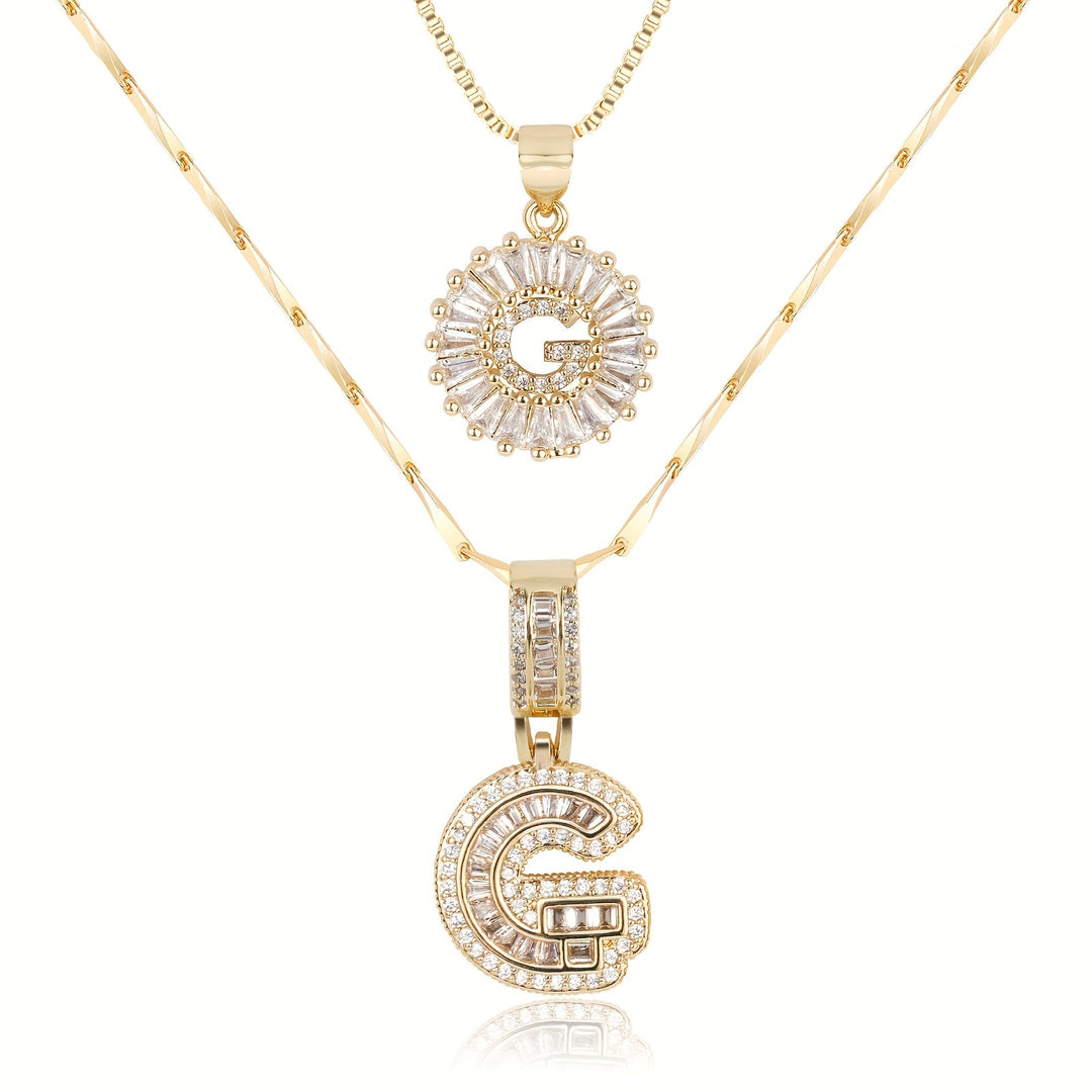 2pc Forever Bond Initial Necklace Set