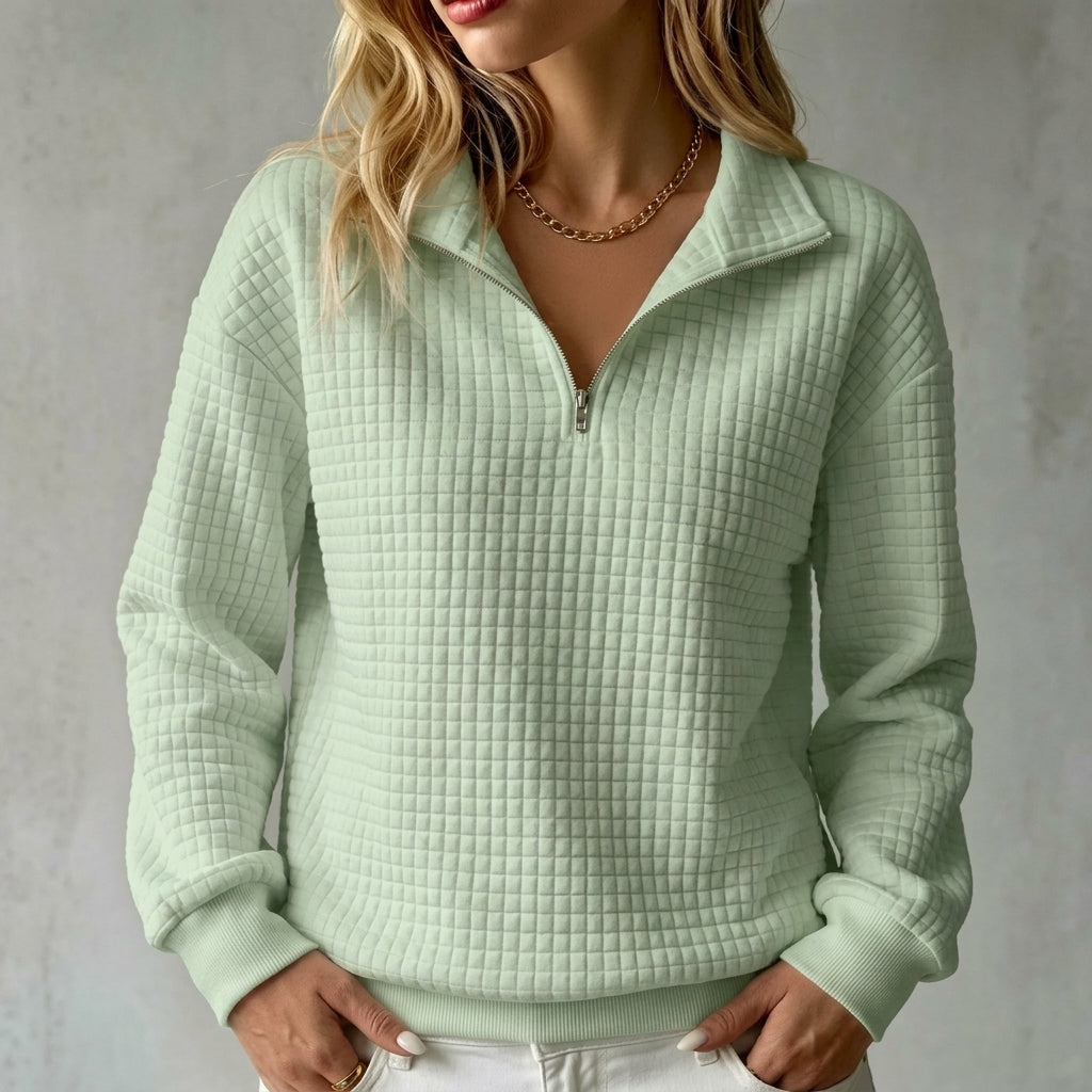Waffle-Knit Quarter-Zip Sweatshirt