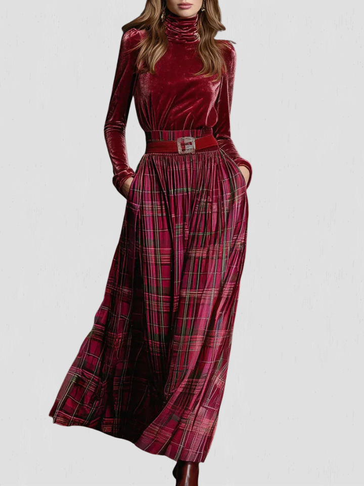 EVELYNE VELVET PLAID SET