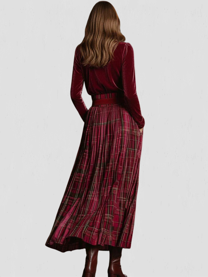 EVELYNE VELVET PLAID SET