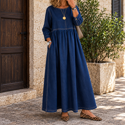 Sylvia | Vintage Denim Maxi Dress