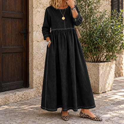 Sylvia | Vintage Denim Maxi Dress