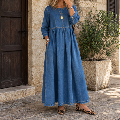 Sylvia | Vintage Denim Maxi Dress