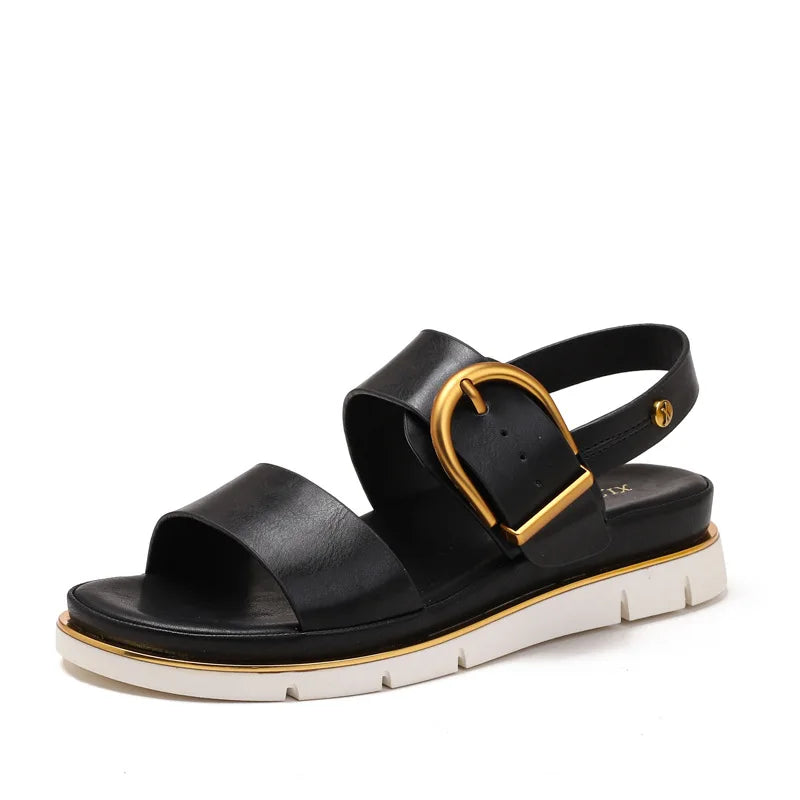 Valine Gold-Buckle Strap Orthopedic Sandals