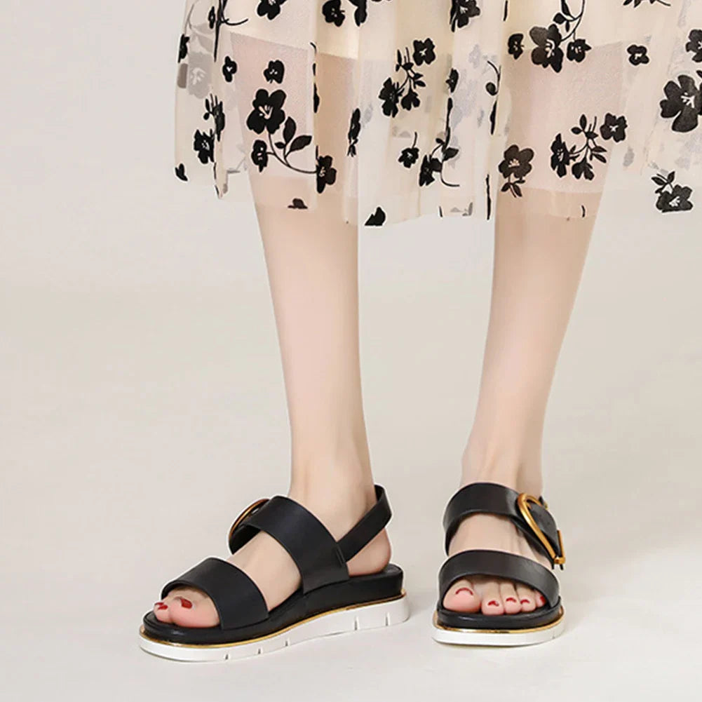 Valine Gold-Buckle Strap Orthopedic Sandals
