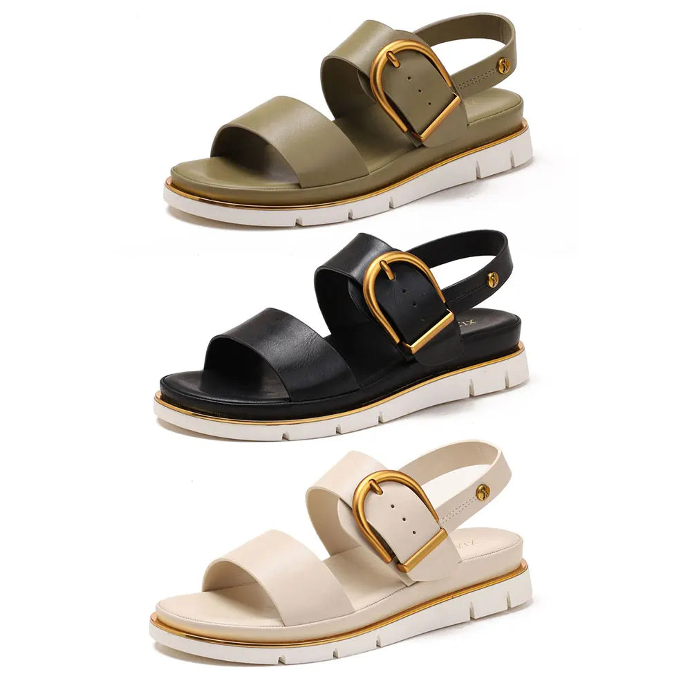Valine Gold-Buckle Strap Orthopedic Sandals