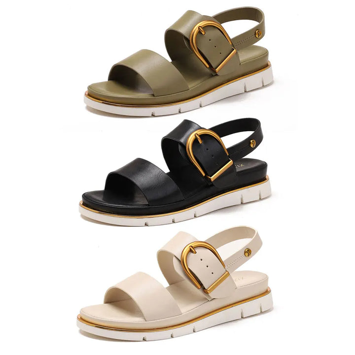 Valine Gold-Buckle Strap Orthopedic Sandals