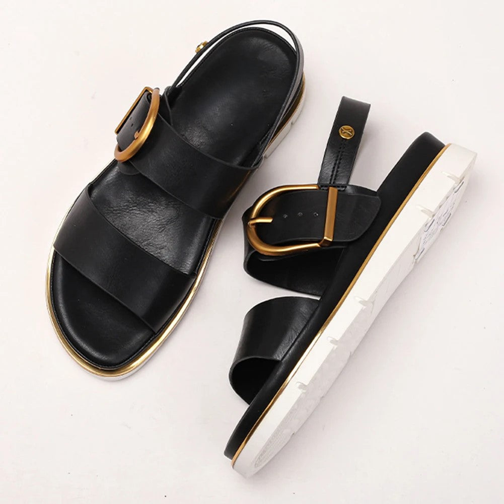 Valine Gold-Buckle Strap Orthopedic Sandals