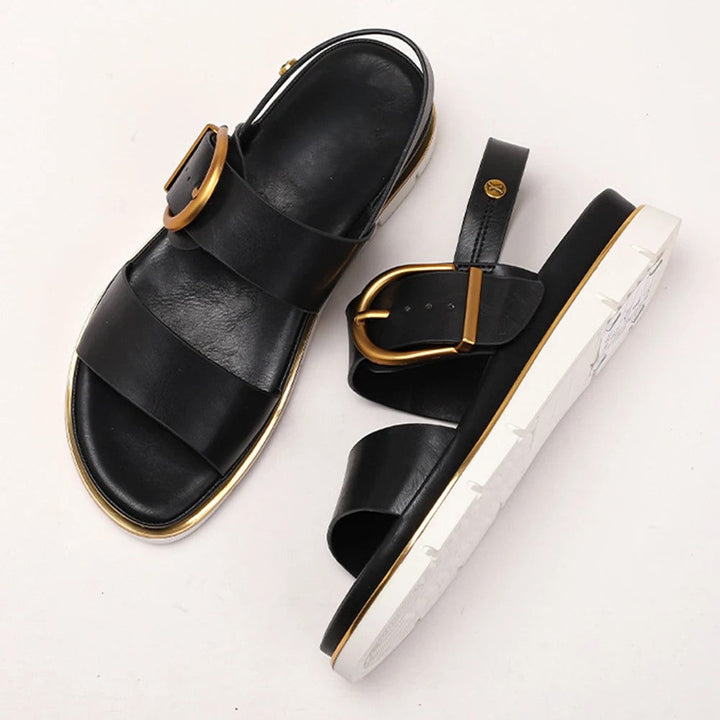 Valine Gold-Buckle Strap Orthopedic Sandals