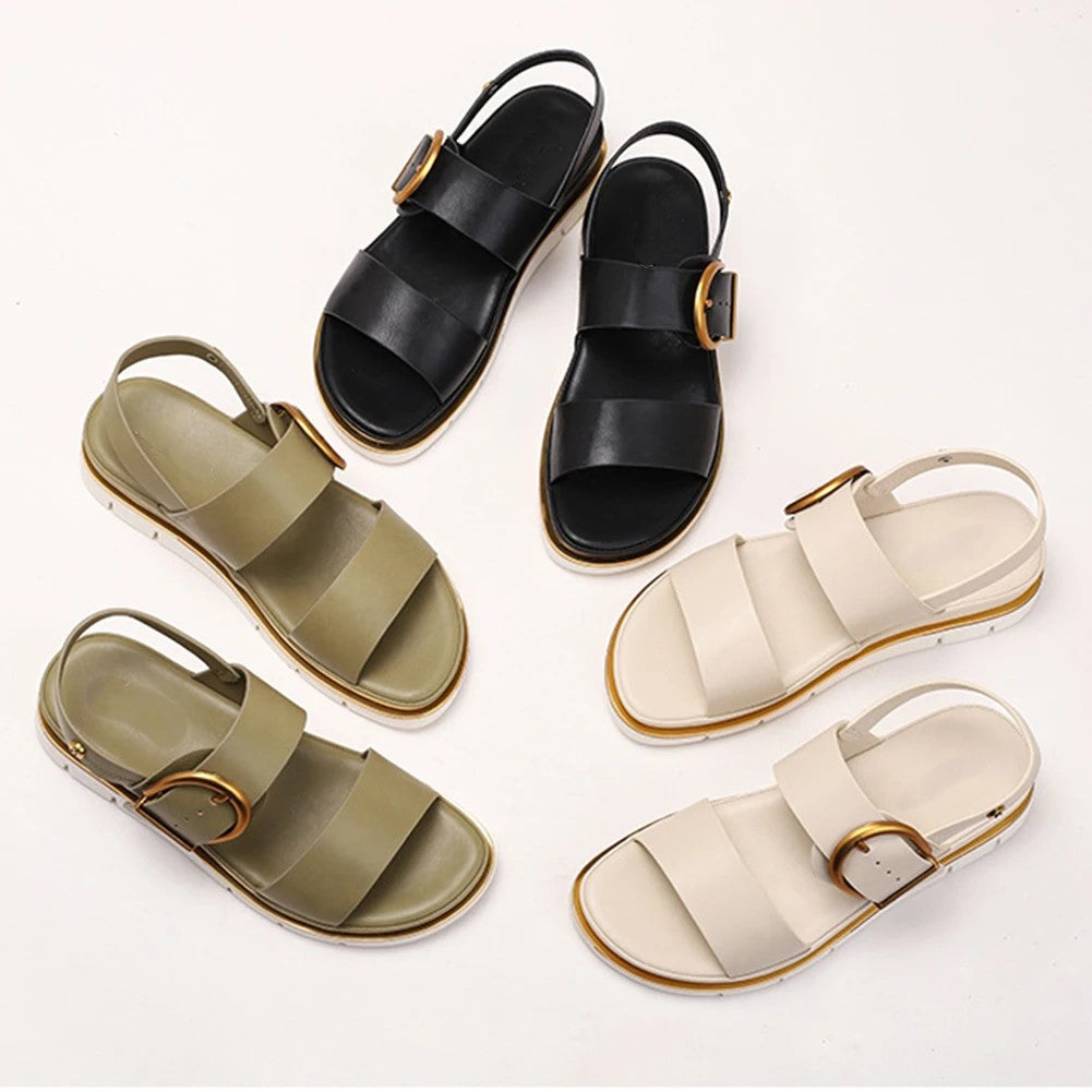Valine Gold-Buckle Strap Orthopedic Sandals