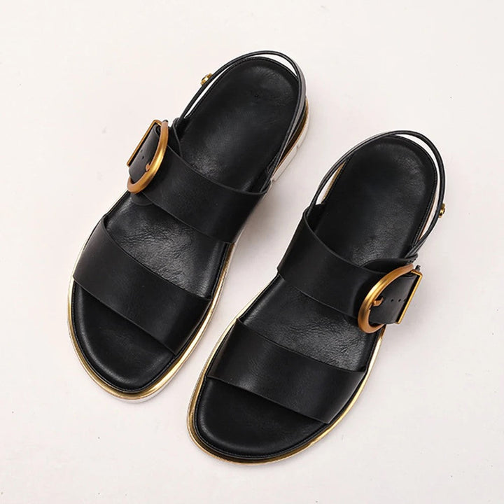 Valine Gold-Buckle Strap Orthopedic Sandals