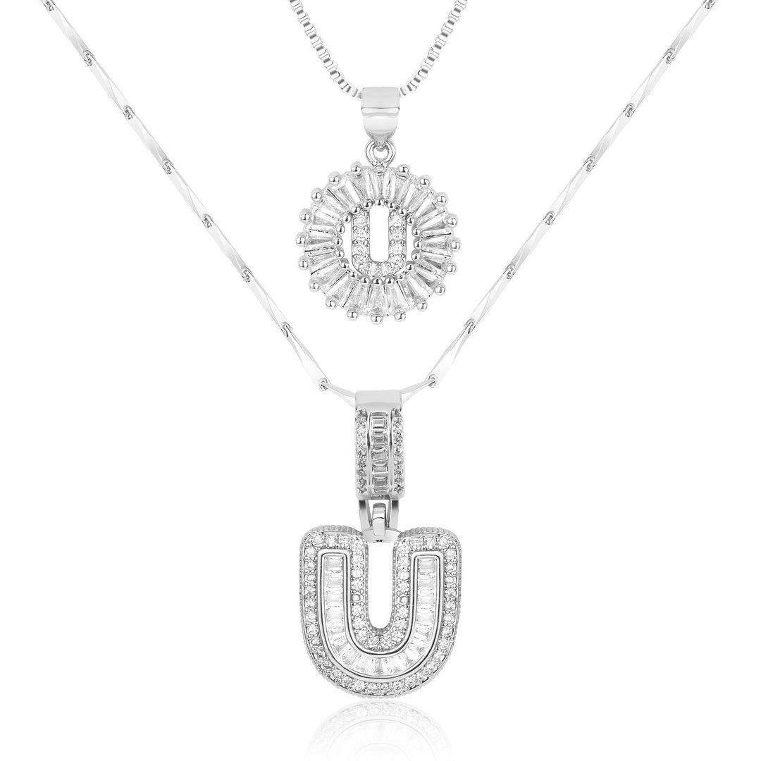 2pc Forever Bond Initial Necklace Set
