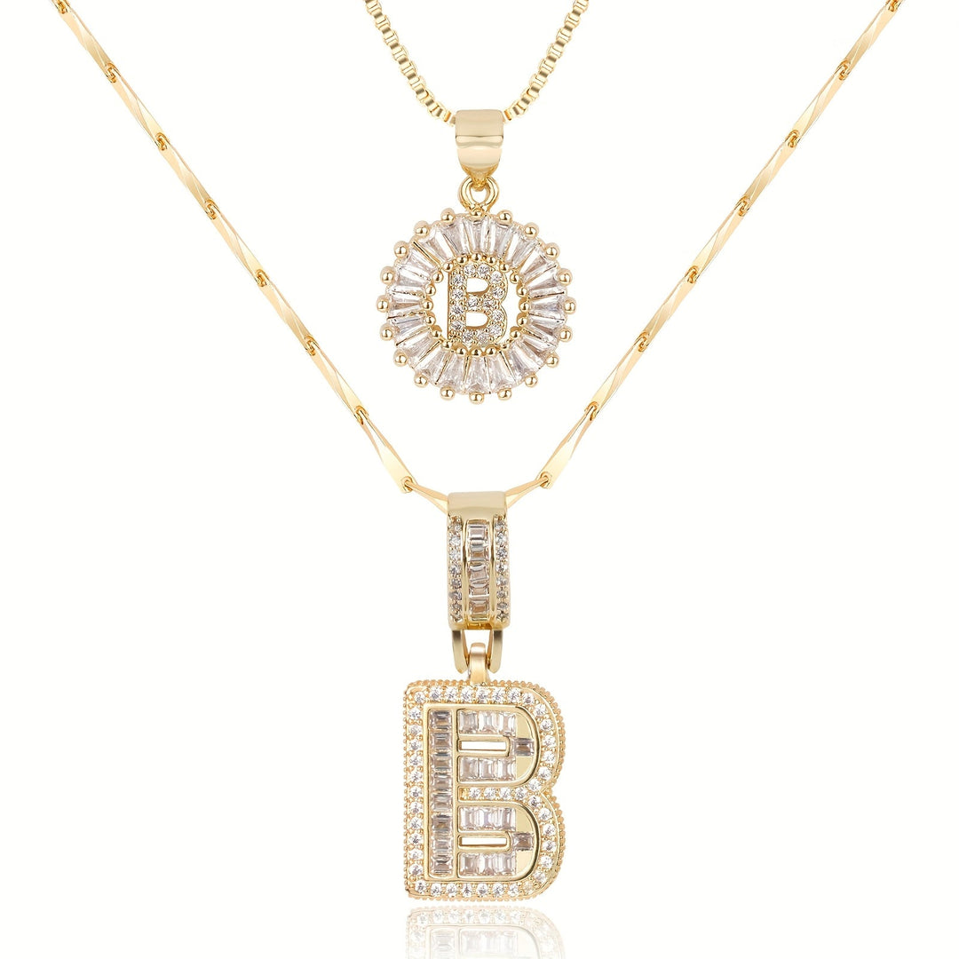 2pc Forever Bond Initial Necklace Set