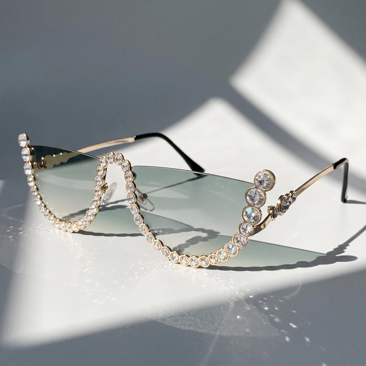 Rhinestone Rimless Sunglasses