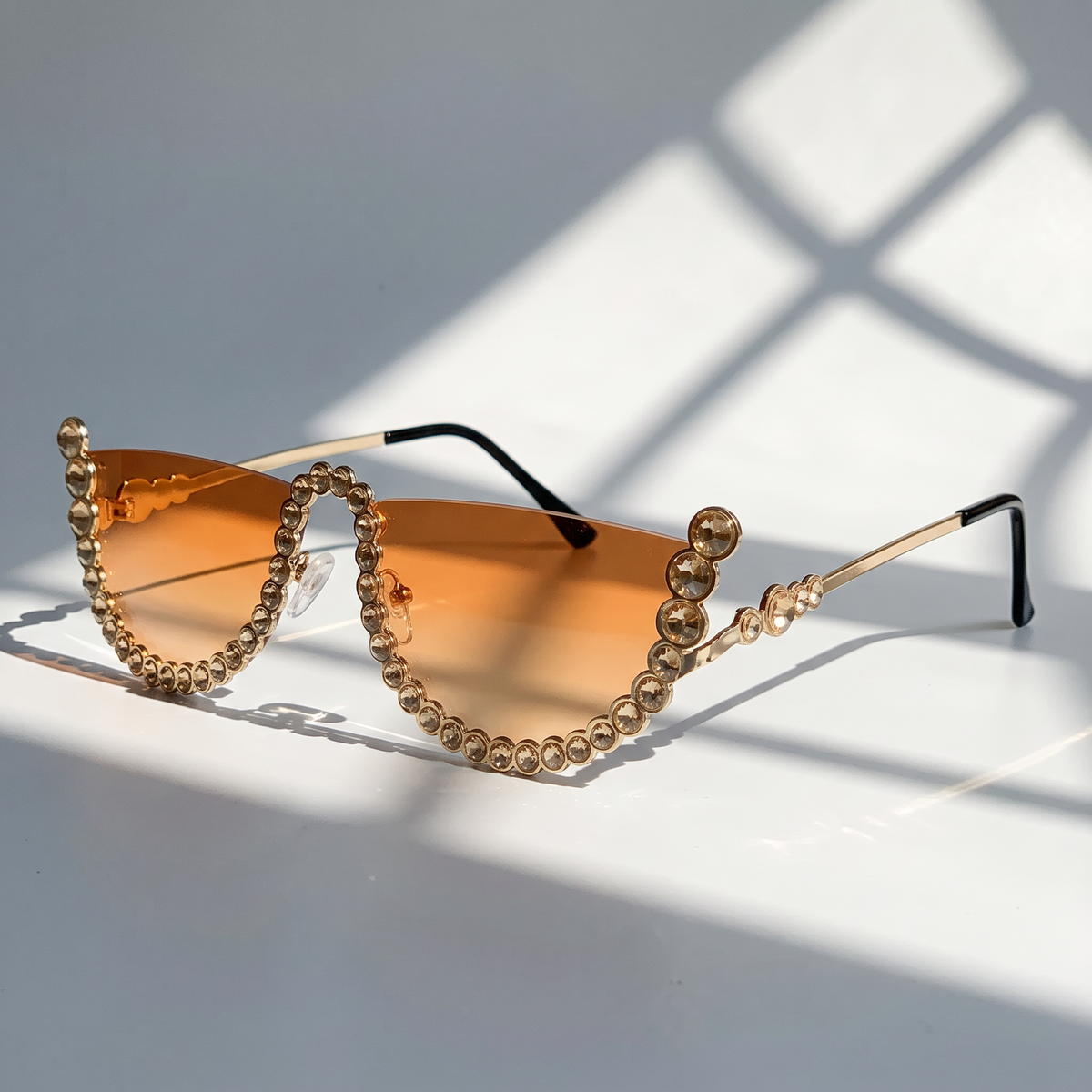 Rhinestone Rimless Sunglasses