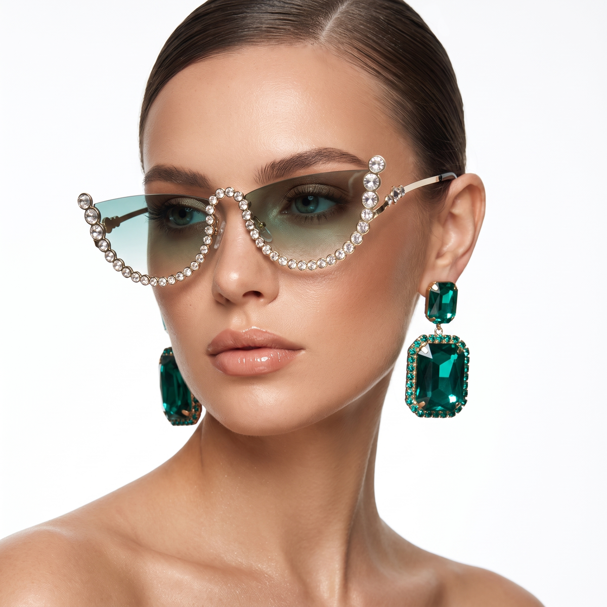 Rhinestone Rimless Sunglasses