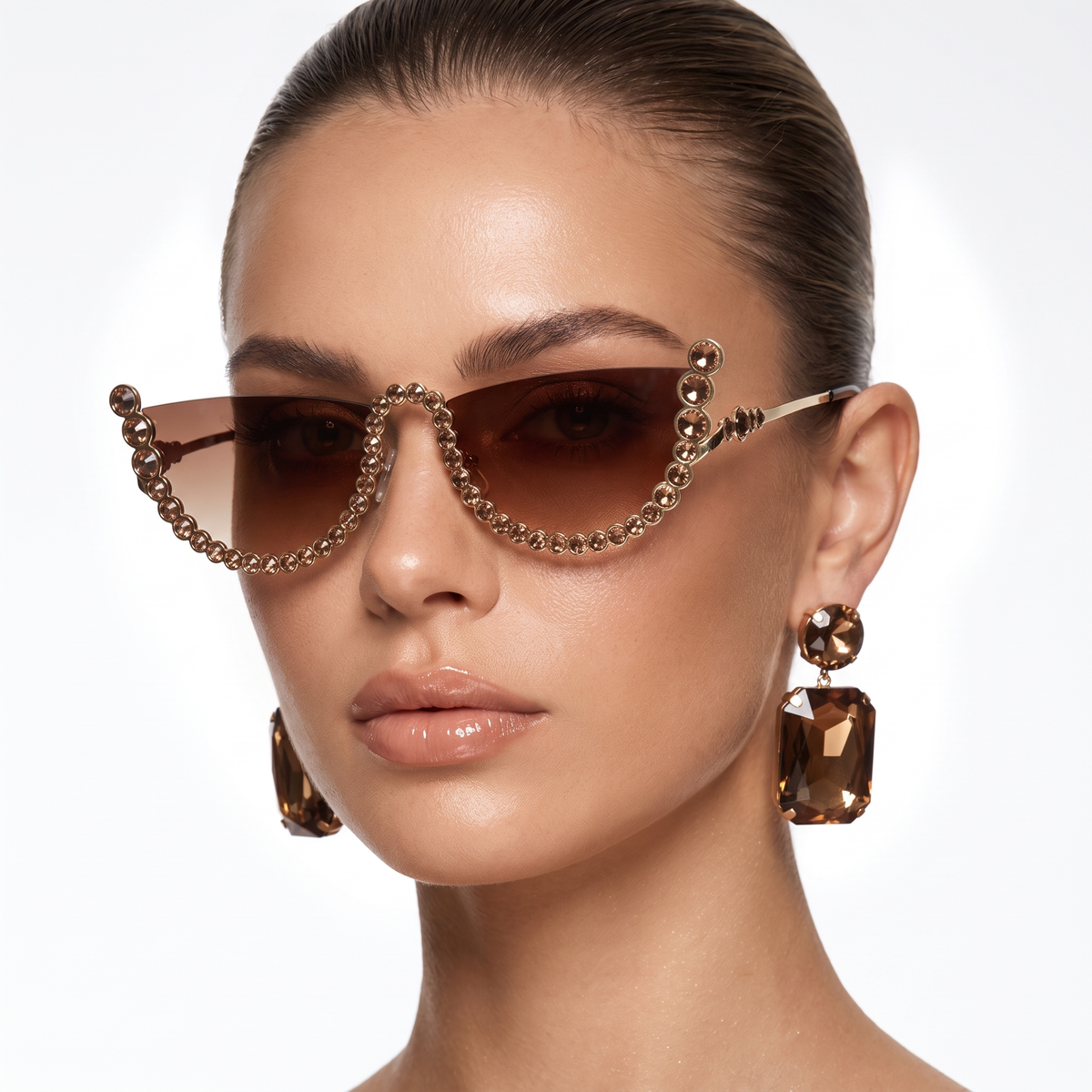 Rhinestone Rimless Sunglasses