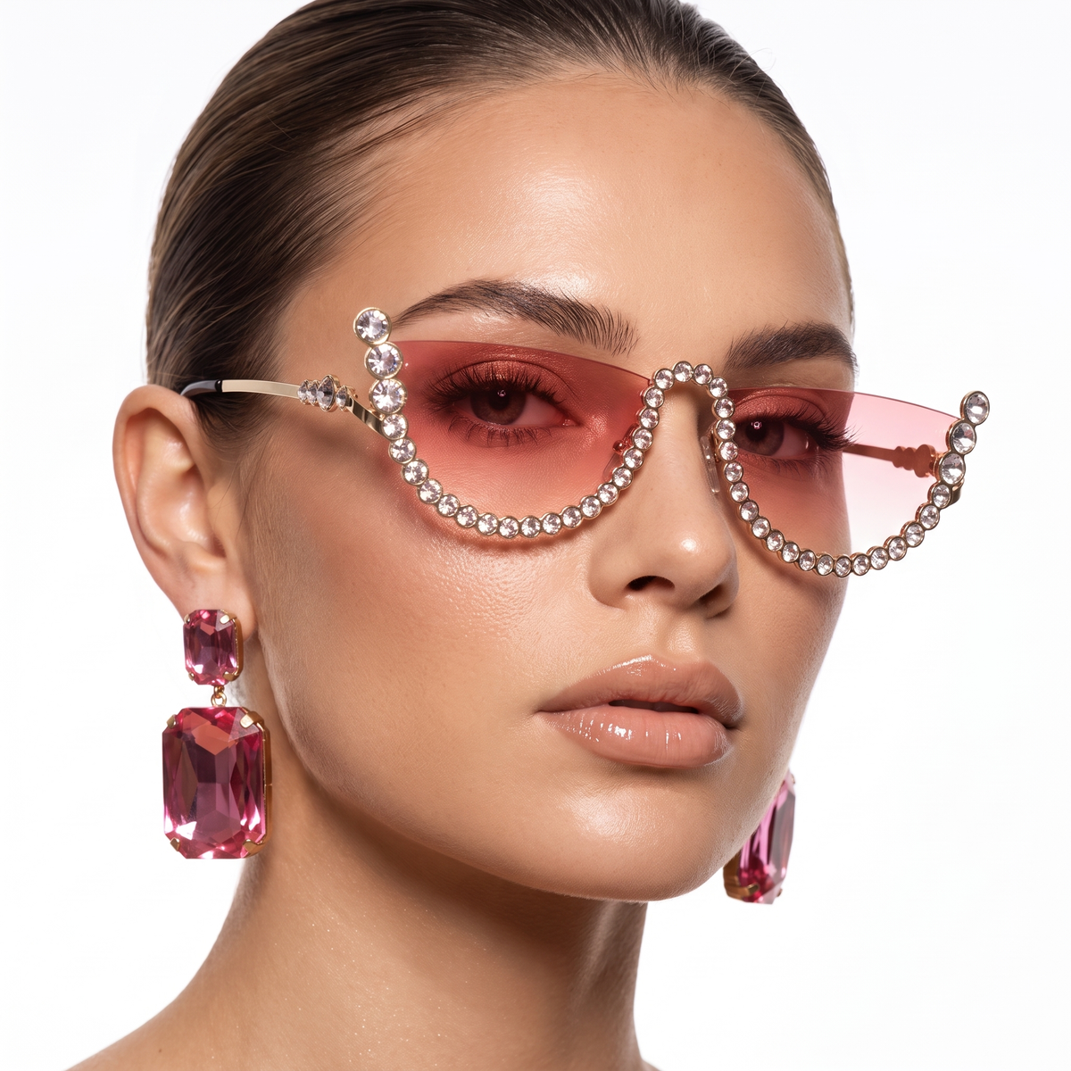 Rhinestone Rimless Sunglasses