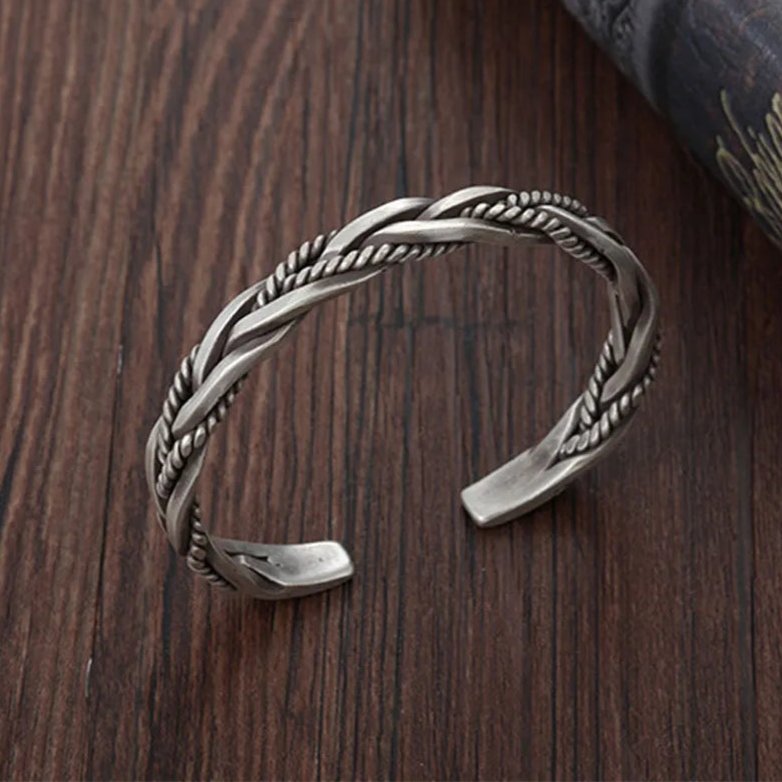 Men's Braided Sterling Silver Cuff Bracelet | Open Cuff