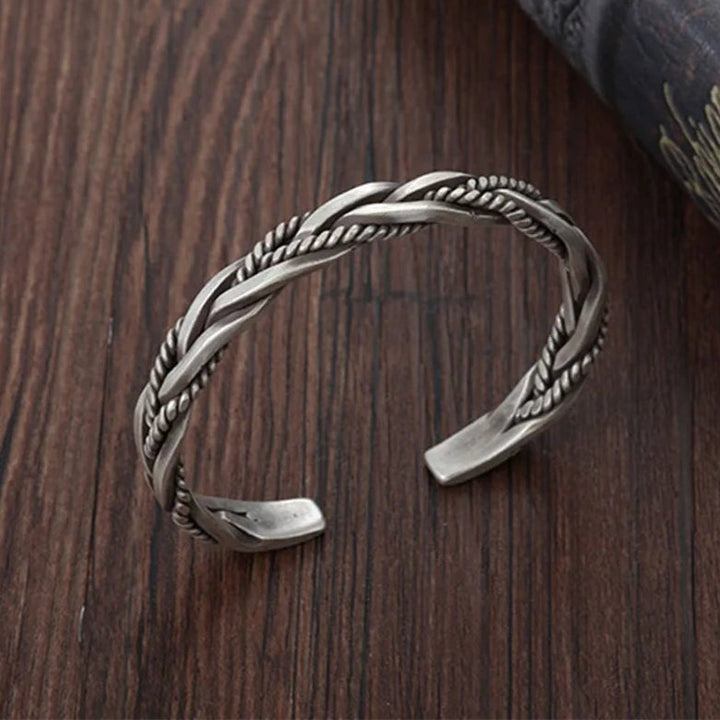 Men's Braided Sterling Silver Cuff Bracelet | Open Cuff
