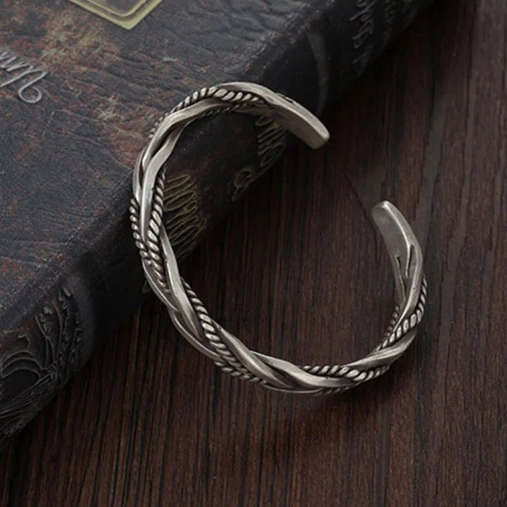 Men's Braided Sterling Silver Cuff Bracelet | Open Cuff