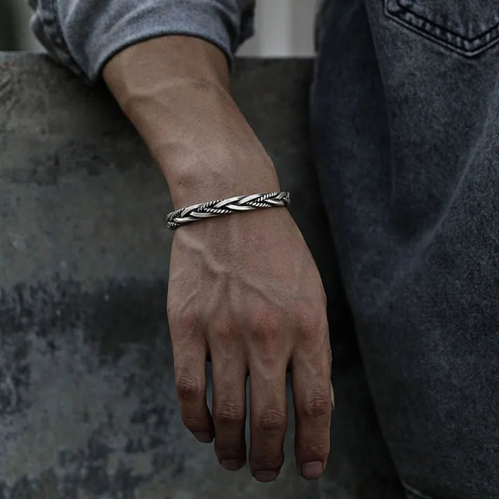 Men's Braided Sterling Silver Cuff Bracelet | Open Cuff