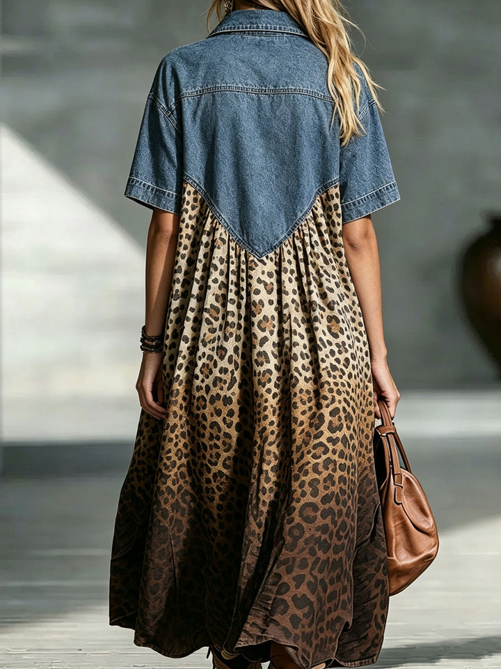 The Sienna™ Denim & Leopard Dress