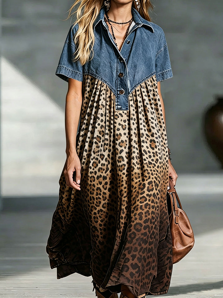 The Sienna™ Denim & Leopard Dress